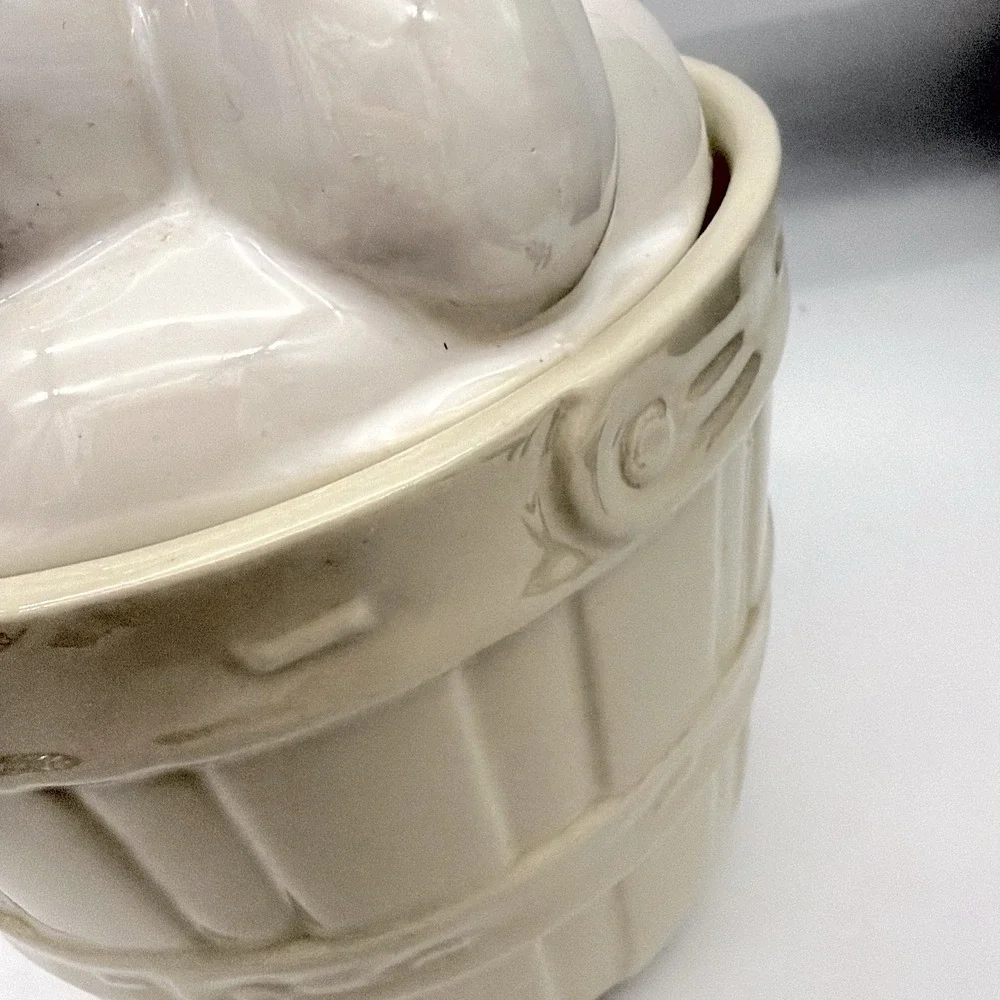 Vintage McCoy Egg Cluster Cookie Jar Ceramic Basket Base Cream